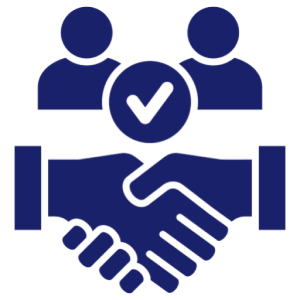 Two people agreeing handshake icon