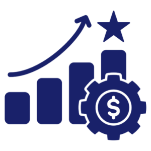 Growth chart and gear with dollar sign