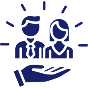 Businesspeople icon with supporting hand